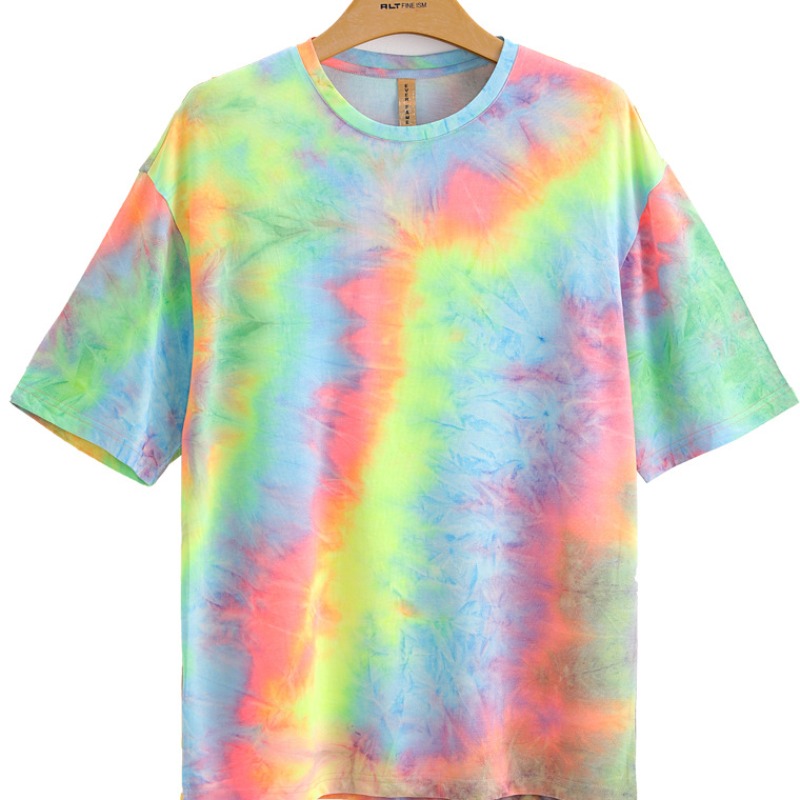 

lovely Casual O Neck Tie-dye Multicolor T-shirt, Multi