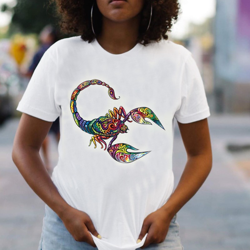 

lovely Street O Neck Print White T-shirt