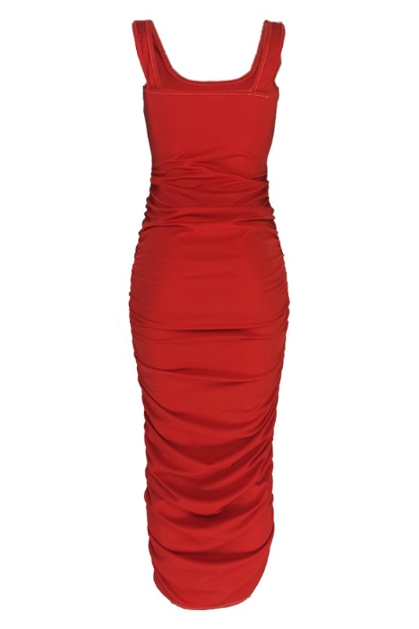 lovely Leisure Fold Design Red Ankle Length DressLovelyWholesale | Wholesale Shoes,Wholesale 