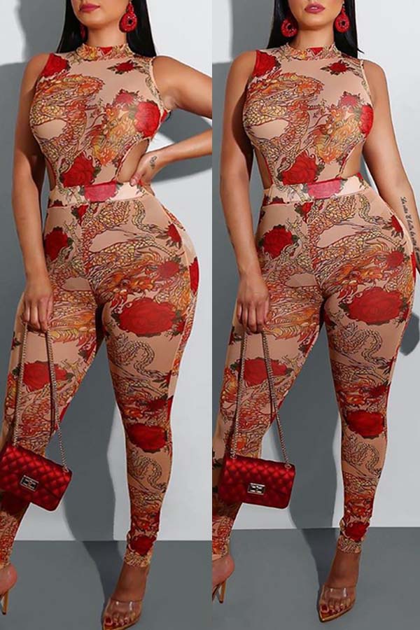 

lovely Trendy Striped Khaki One-piece Jumpsuit