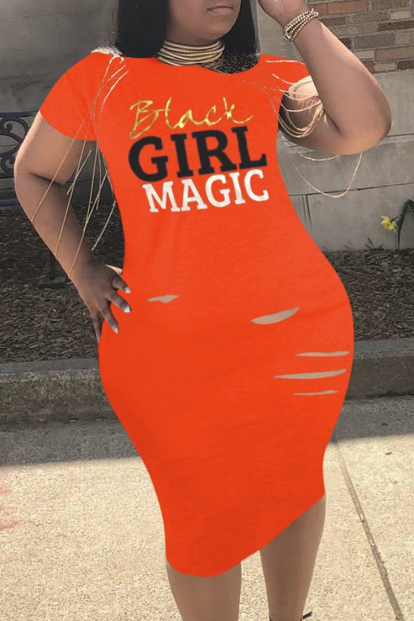 

Lovely Casual Hollow-out Jacinth Knee Length Plus Size Dress