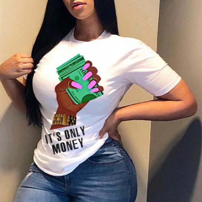

Lovely Casual Print White T-shirt