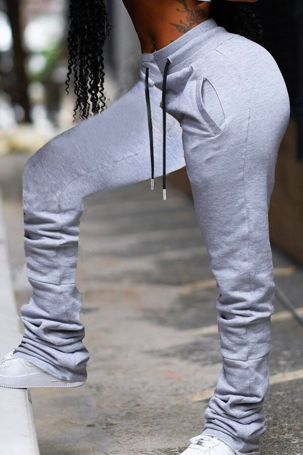 

Lovely Street Lace-up Grey Pants