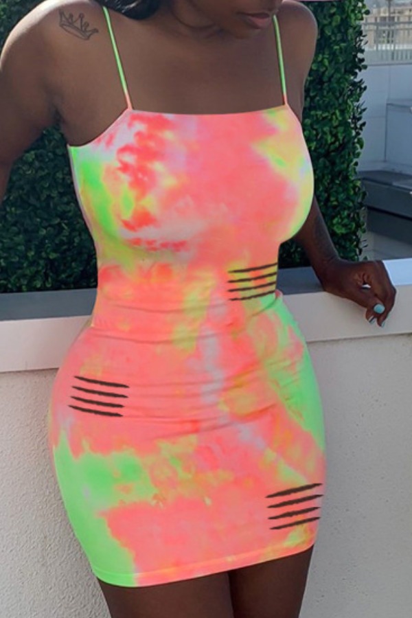 

lovely Leisure Tie-dye Pink Mini Dress