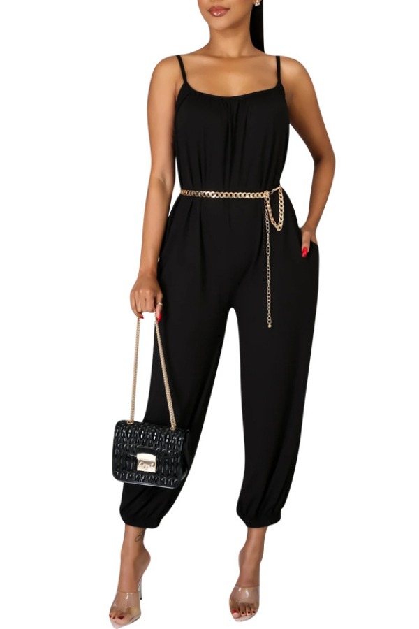 

lovely Leisure Loose Black One-piece Jumpsuit