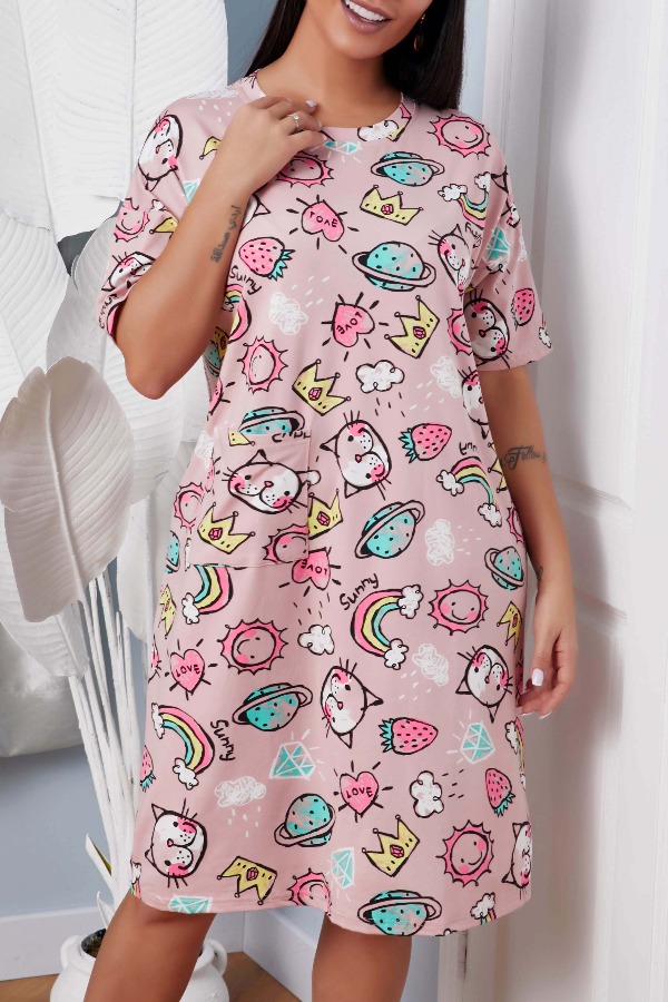 

lovely Leisure Cartoon Print Multicolor Sleepwear, Multi