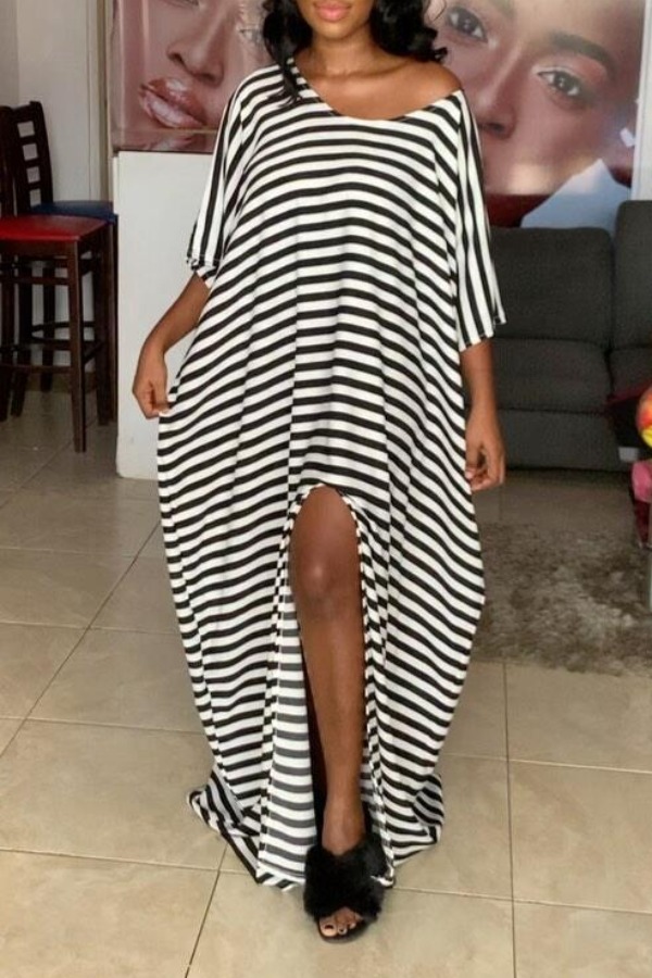 

lovely Casual Striped Black Maxi Dress, Black stripe