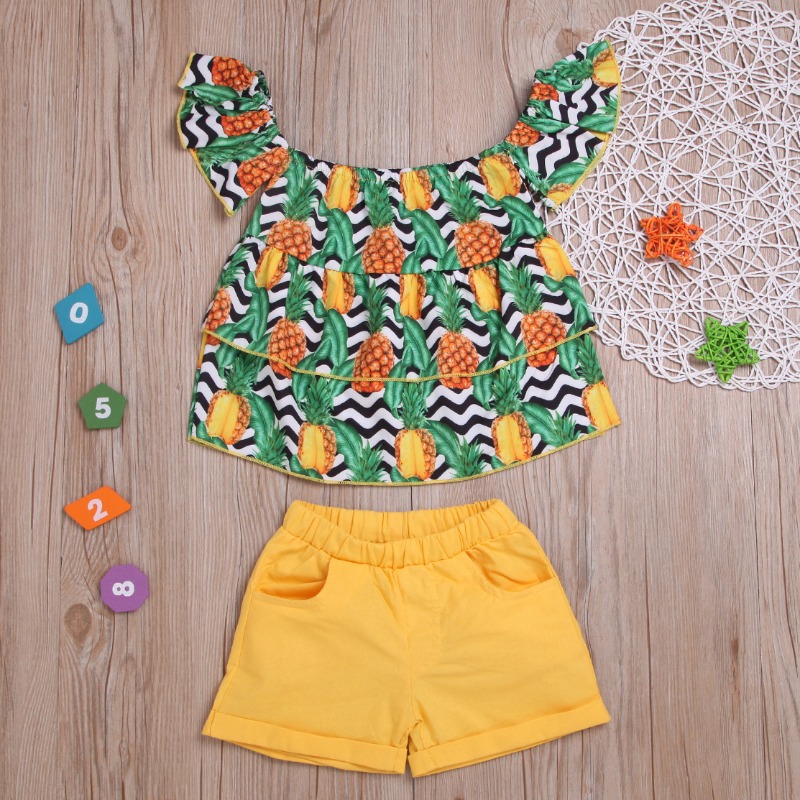 

lovely Casual Print Yellow Girl Two-piece Shorts Set