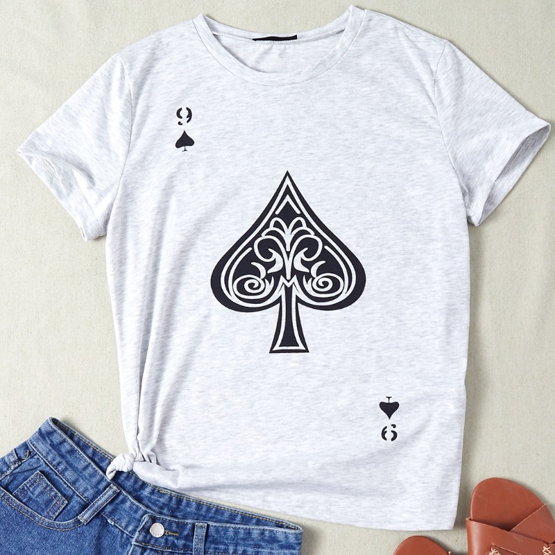 

lovely Leisure O Neck Print Grey T-shirt