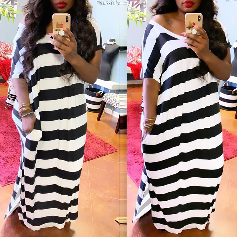 

lovely Chic Striped Black Maxi Dress, Black stripe