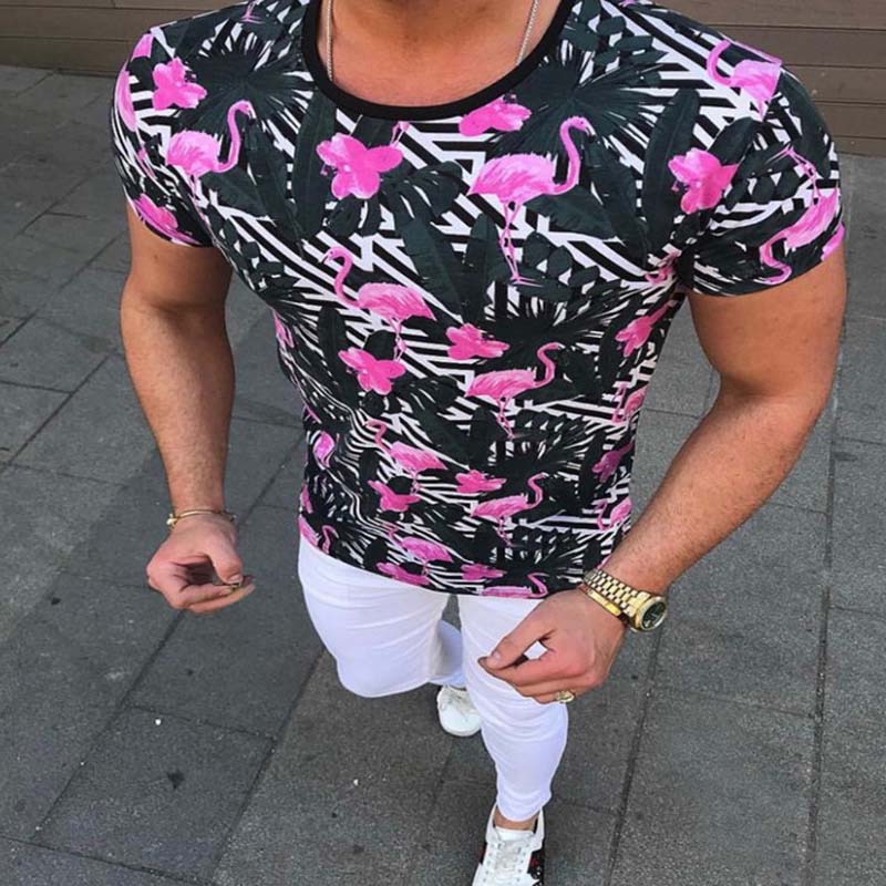 

lovely Trendy O Neck Print Pink T-shirt
