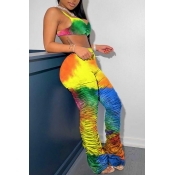 Lovely Sexy Tie-dye Multicolor Two-piece Pants Set