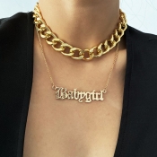 Lovely Trendy Letter Gold Necklace