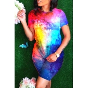 LW Leisure Tie-dye Multicolor Two-piece Shorts Set