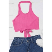 Lovely Casual Lace-up Pink Camisole