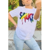 LW Leisure Letter Print Multicolor T-shirt