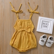 Lovely Stylish Lace-up Yellow Girl Bodysuit