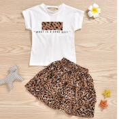 Lovely Casual Print Brown Girl Two-piece Skirt Set