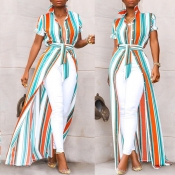 Lovely Trendy Striped Print Croci Blouse