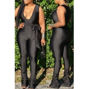 Lovely Sexy Fold Design Black One-piece Jumpsuit