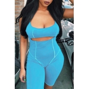 Lovely Sexy Hollow-out Blue One-piece Romper