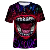 Men Lovely Stylish O Neck Print Black T-shirt