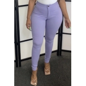 Lovely Casual Basic Skinny Purple Pants