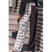 Lovely Casual Letter Patchwork Black Pants
