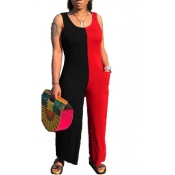 lovely Leisure Patchwork Red One-piece Jumpsuit