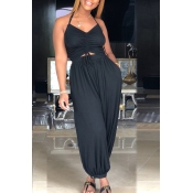 lovely Stylish Hollow-out Black One-piece Jumpsuit