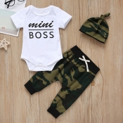 lovely Casual Letter Print White Boy Two-piece Pan