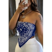 lovely Sexy Print Royalblue Plus Size Camisole