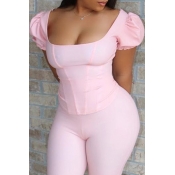 lovely Stylish Fold Design Pink Blouse