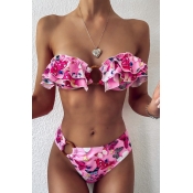 lovely Butterfly Print Pink Two-piece Swimsuit