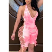 lovely Sexy Tie-dye Bandage Design Pink One-piece 