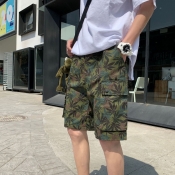 lovely Casual Print Army Green Shorts