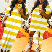 lovely Chic Striped Yellow Maxi Dress