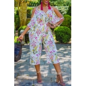 lovely Bohemian Floral Print Multicolor One-piece 