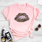 lovely Street Lip Print Pink T-shirt