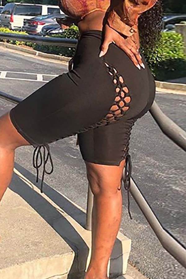 

lovely Sexy Hollow-out Black Shorts