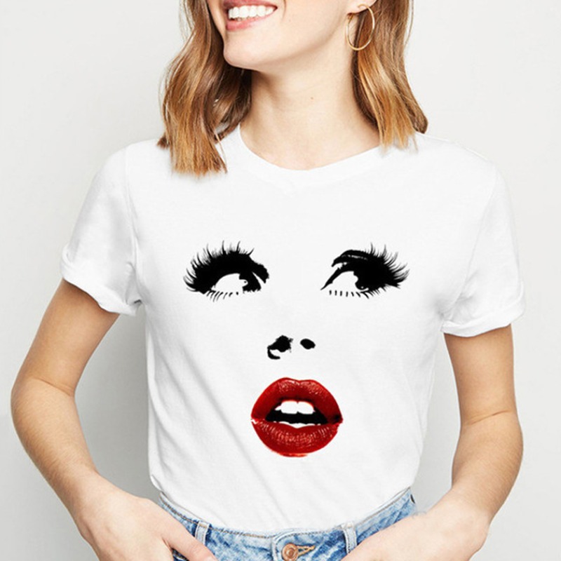 

lovely Casual Print White Plus Size T-shirt