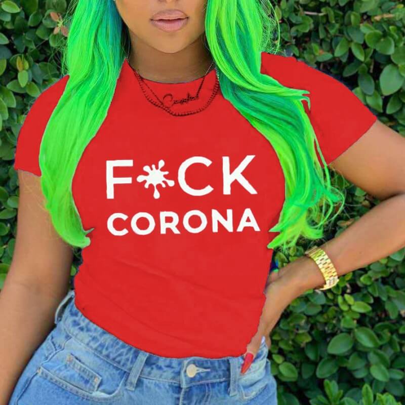 

Lovely Street O Neck Letter Print Red T-shirt