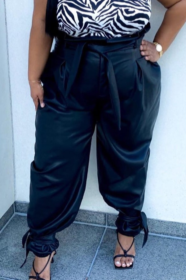 

Lovely Casual Elastic Waist Black Pants