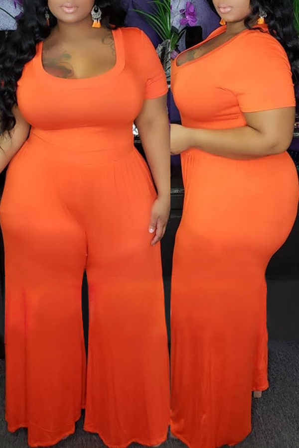 

lovely Casual Orange Plus Size One-piece Jumpsuit