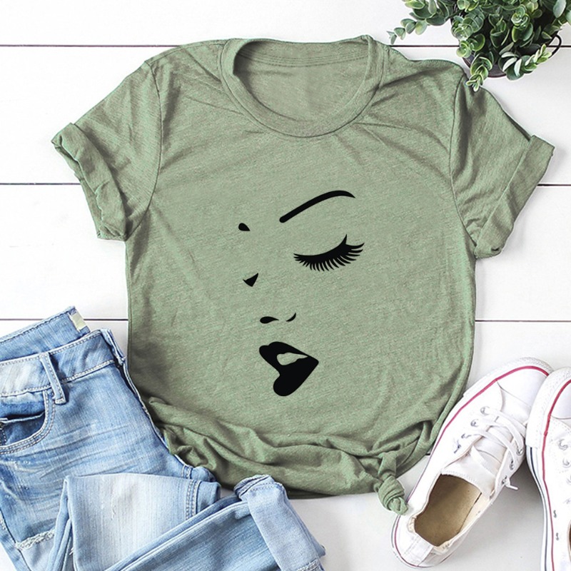 

lovely Casual O Neck Print Green T-shirt
