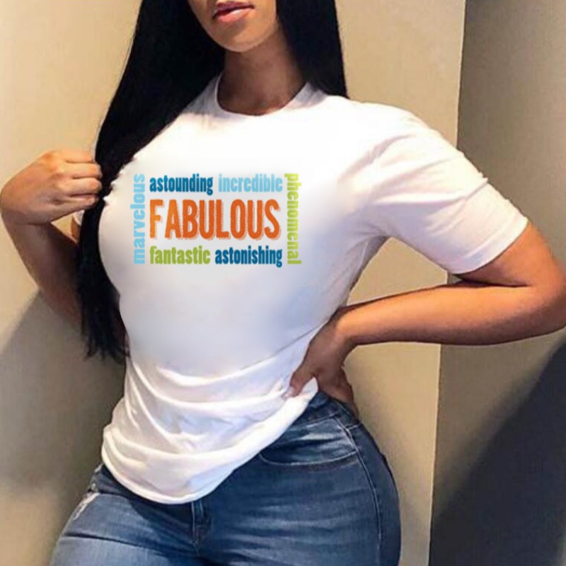 

lovely Leisure O Neck Letter Print White T-shirt