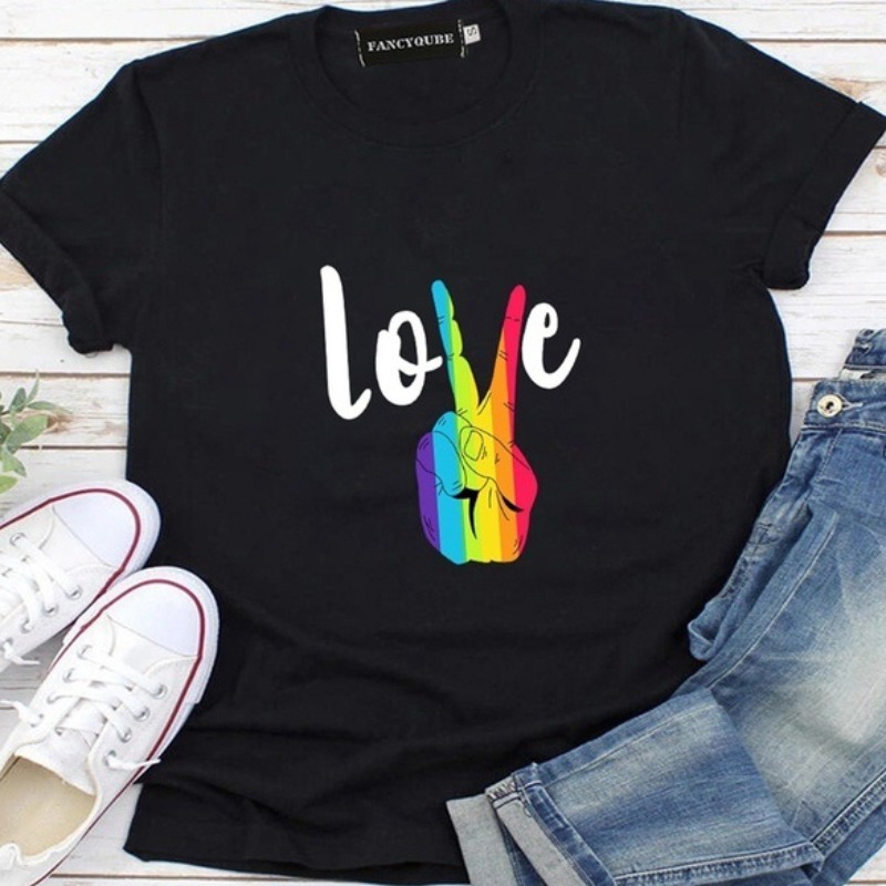 

lovely Leisure O Neck Print Black T-shirt