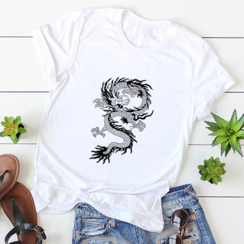 

lovely Leisure O Neck Print White T-shirt