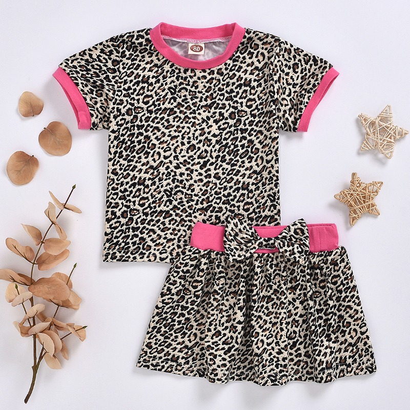 

lovely Stylish Leopard Print Girl Two-piece Skirt Set