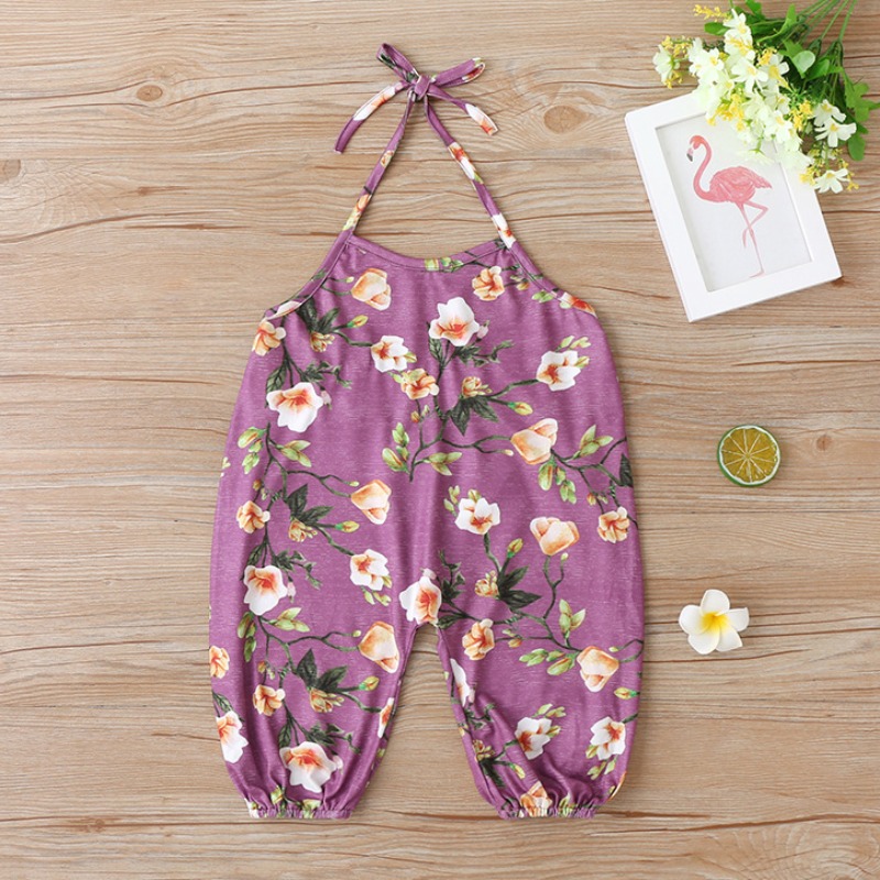 

lovely Bohemian Plants Print Purple Girl One-piece Jumpsuit